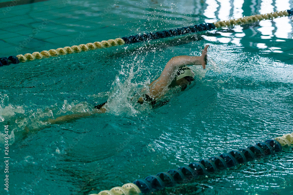 Swimming crawl in the sports pool