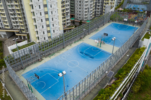 Top view of basketball court