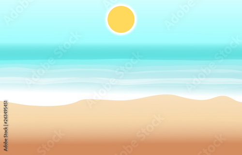 Fototapeta Naklejka Na Ścianę i Meble -  Summer sea beach island and The sun. water seascape wave. illustration and Vector design.