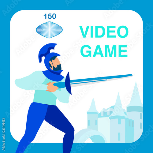 Knight Holding Sword, Weapon Cartoon Character