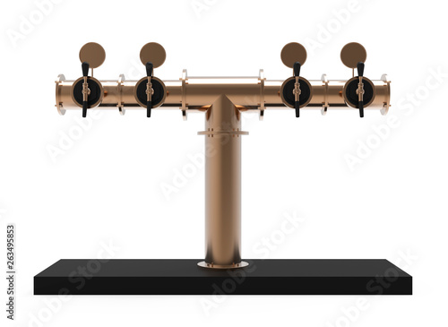 Bar Beer Pump Tower Bronze 3d Render Dispenser