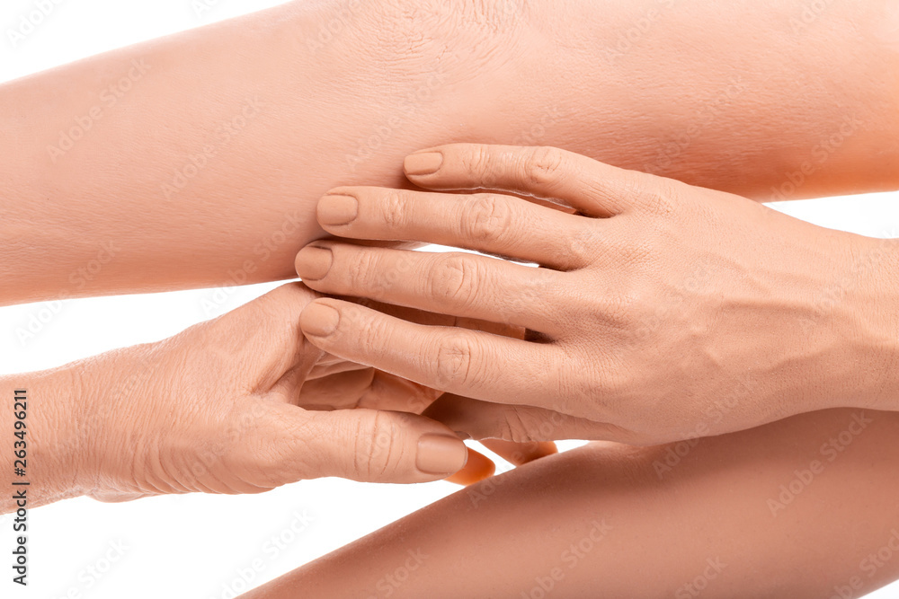 Fototapeta premium group silicone prosthesis hands, medicine pink implants