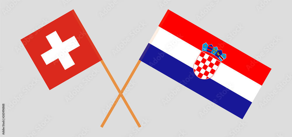 Croatia and Switzerland. The Croatian and Swiss flags. Official colors. Correct proportion. Vector
