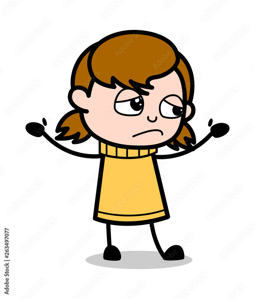 Neglect - Retro Cartoon Girl Teen Vector Illustration Neglect - Retro Cartoon Girl Teen Vector Illustration