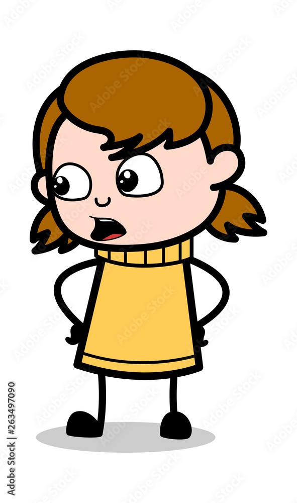 Opinion - Retro Cartoon Girl Teen Vector Illustration