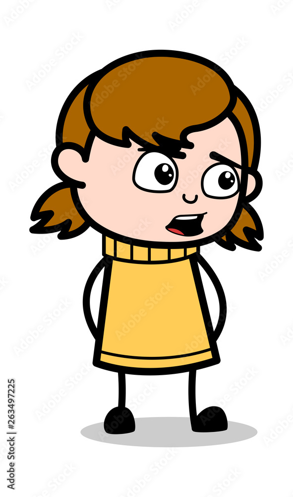 Talking Gesture - Retro Cartoon Girl Teen Vector Illustration Talking Gesture - Retro Cartoon Girl Teen Vector Illustration
