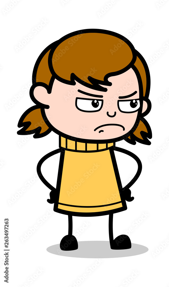 Rage - Retro Cartoon Girl Teen Vector Illustration Rage - Retro Cartoon Girl Teen Vector Illustration