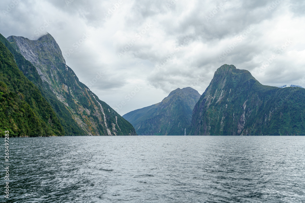steep coast in the mountains at milford sound, fjordland, new zealand 14