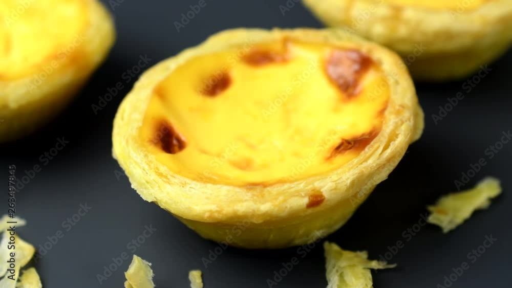 Rotating of egg tart in 4K resolution Rotating of egg tart in 4K resolution
