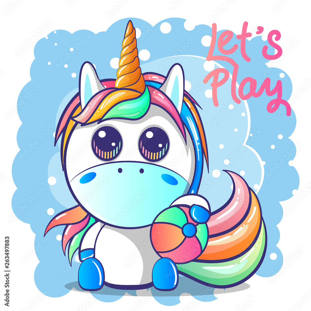 cute baby unicorn. Can be used for baby t-shirt print, fashion print design, kids wear, baby shower celebration greeting and invitation card. - Vector