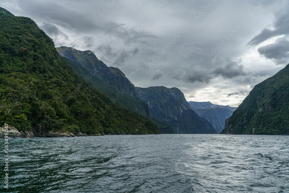 steep coast in the mountains at milford sound, fjordland, new zealand 26