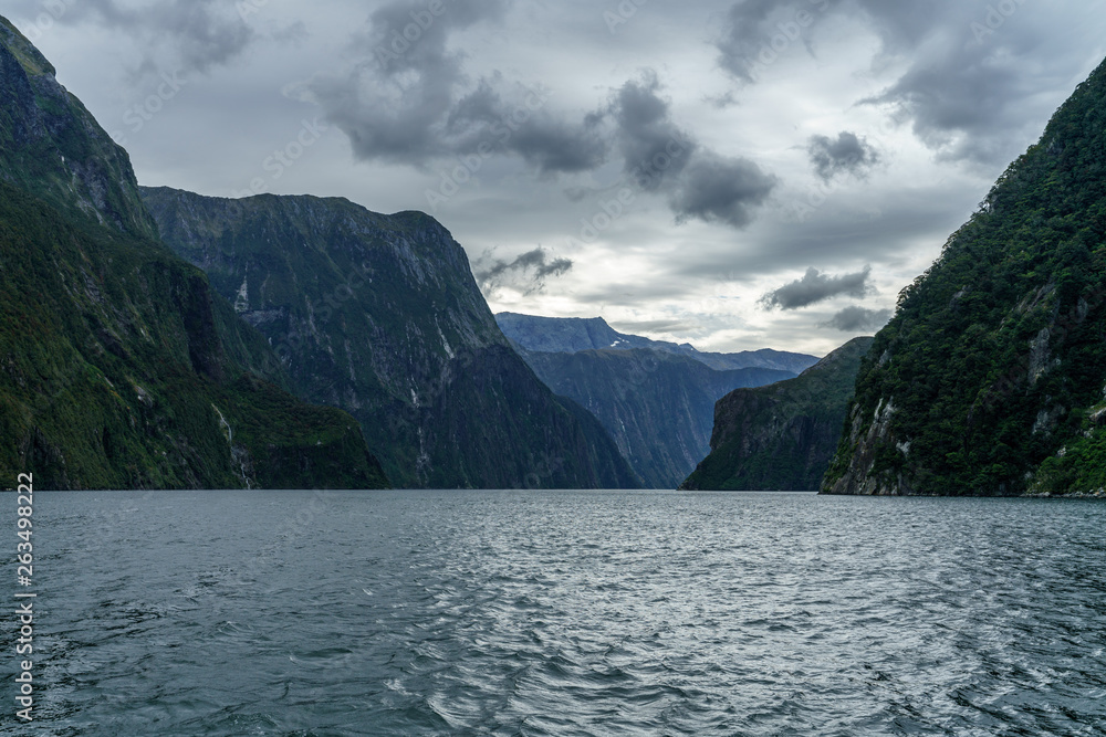steep coast in the mountains at milford sound, fjordland, new zealand 32