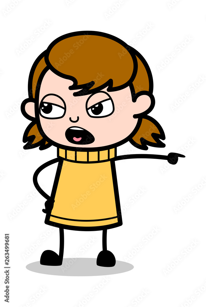 Scolding - Retro Cartoon Girl Teen Vector Illustration