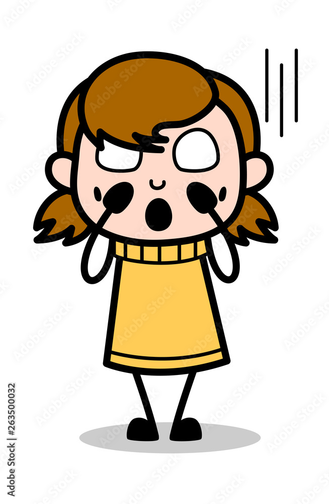 Horrible - Retro Cartoon Girl Teen Vector Illustration Horrible - Retro Cartoon Girl Teen Vector Illustration