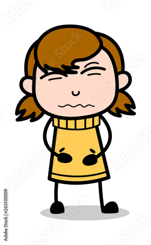 Bellyache - Retro Cartoon Girl Teen Vector Illustration