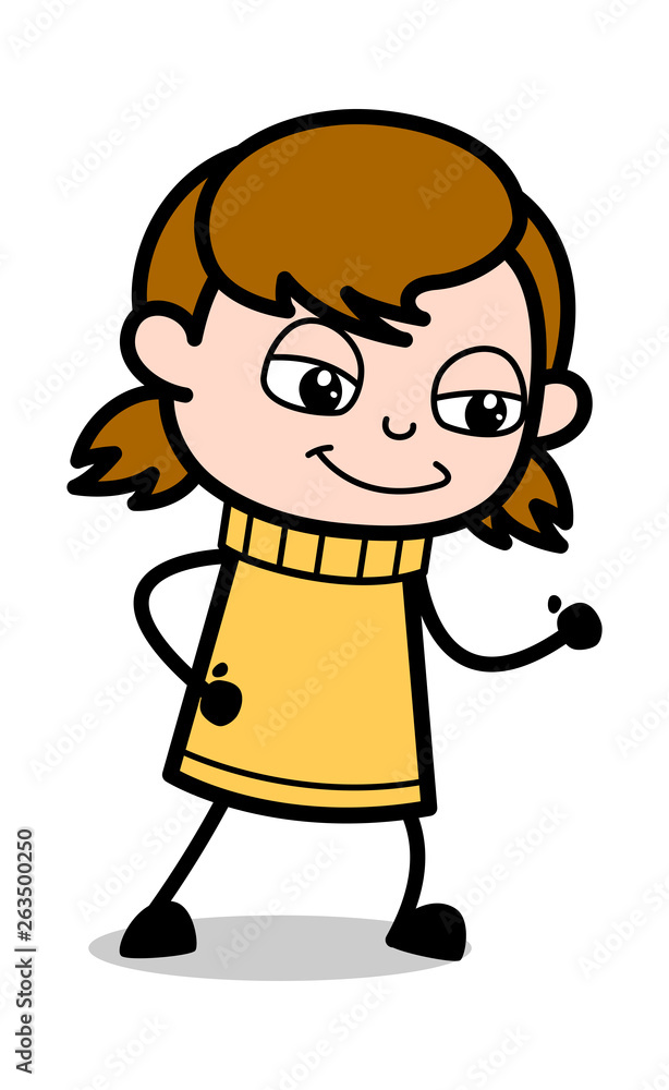 Walking - Retro Cartoon Girl Teen Vector Illustration