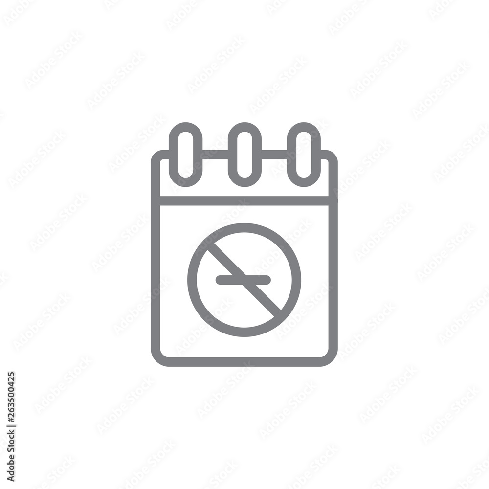 calendar, note no smoking outline icon. Elements of smoking activities illustration icon. Signs and symbols can be used for web, logo, mobile app, UI, UX calendar, note no smoking outline icon. Elements of smoking activities illustration icon. Signs and symbols can be used for web, logo, mobile app, UI, UX