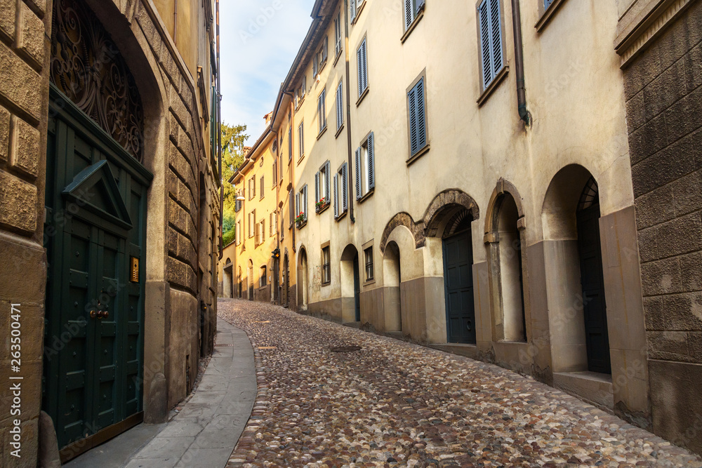 Fototapeta premium Via Sant Alessandro is street that connects the lower with the upper city. Bergamo. Italy