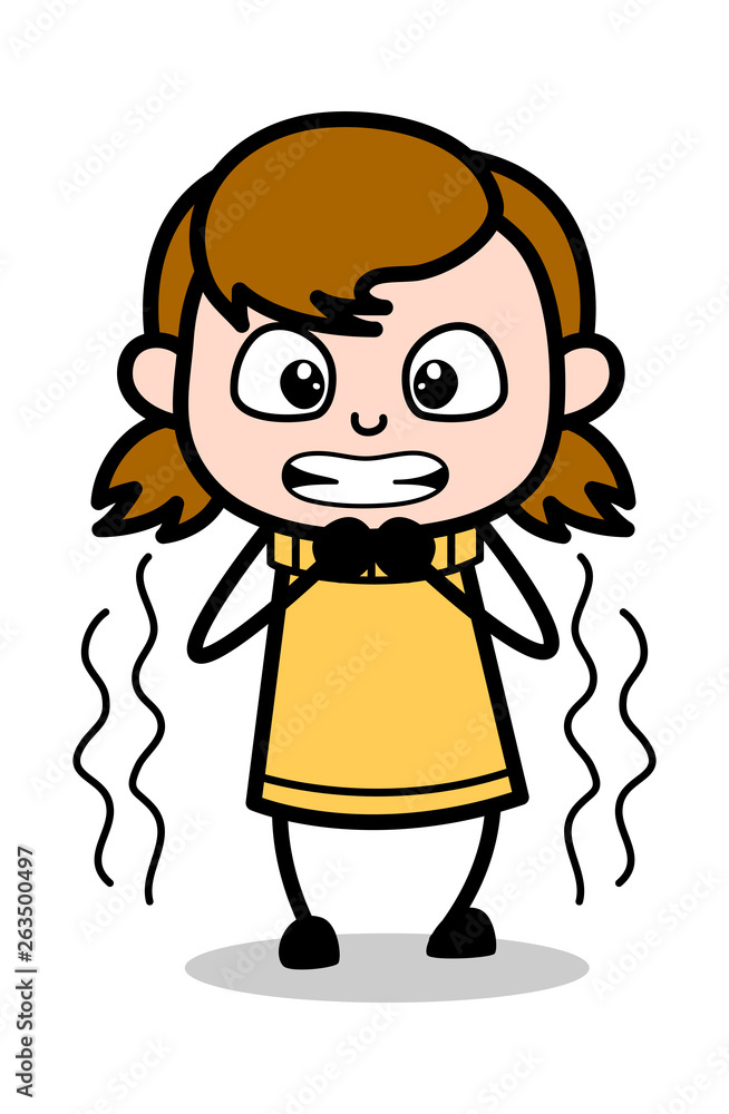 Scared - Retro Cartoon Girl Teen Vector Illustration Scared - Retro Cartoon Girl Teen Vector Illustration