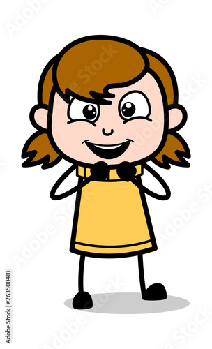 Excited - Retro Cartoon Girl Teen Vector Illustration © TheToonCompany