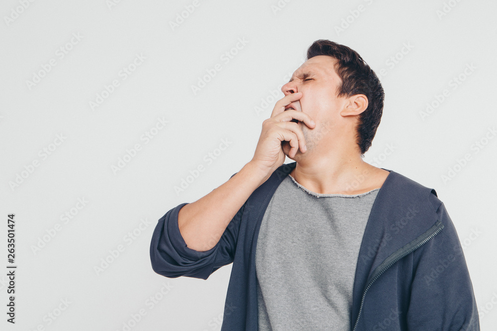 portrait of man thoughtful. Guy with hands on face isolated on white background portrait of man thoughtful. Guy with hands on face isolated on white background