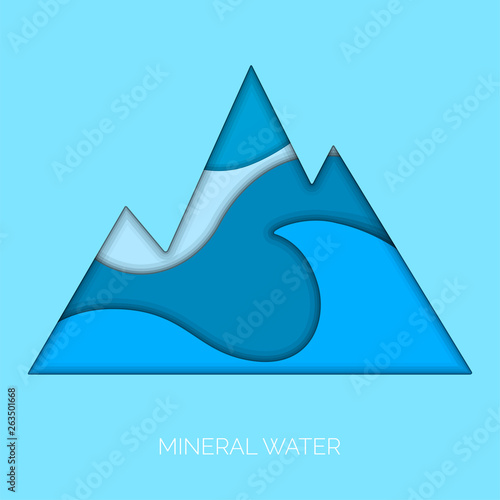 Mineral water poster with waves in a mountain. Vector illustration design