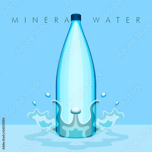 Mineral water poster with a bottle and a splash. Vector illustration design