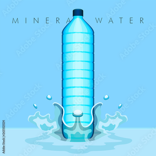 Mineral water poster with a bottle and a splash. Vector illustration design