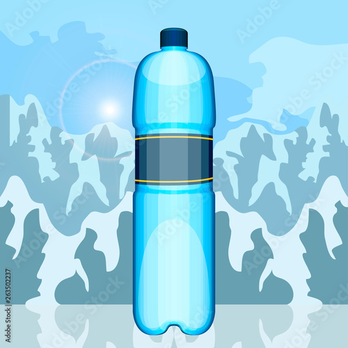 Mineral water poster with a water bottle. Vector illustration design