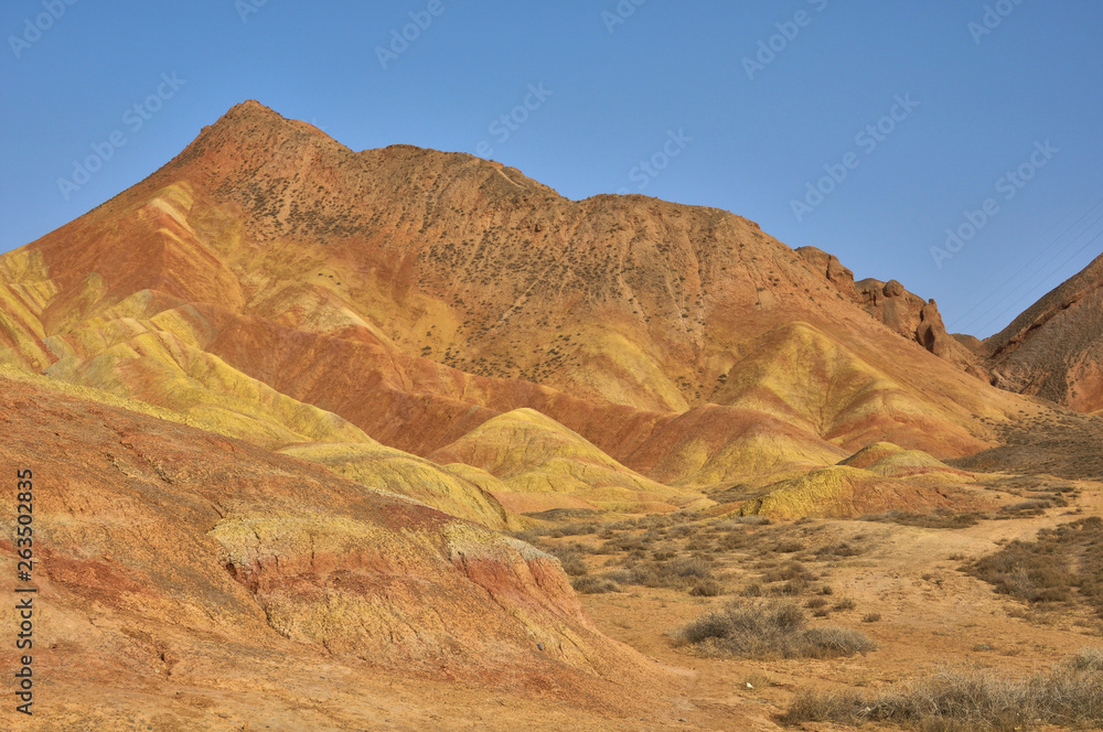 Danxia red sandstone in the national geopark of Zhangye, Gansu, China