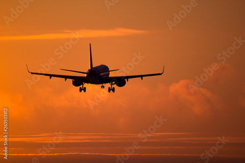 Airplane landing to airport © citikka