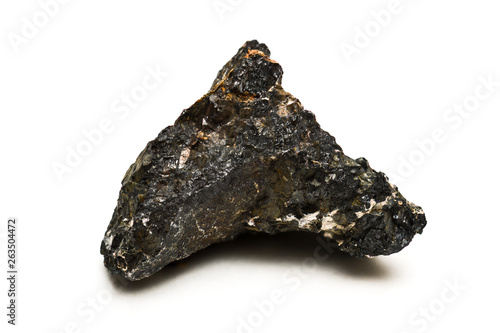 Chromite mineral isolated on white background photo