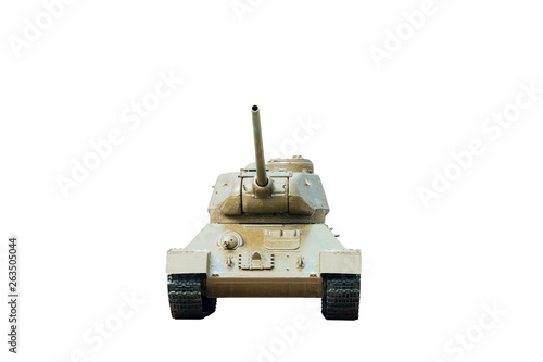 Old soviet tank model T-34, isolated over white background.  photo