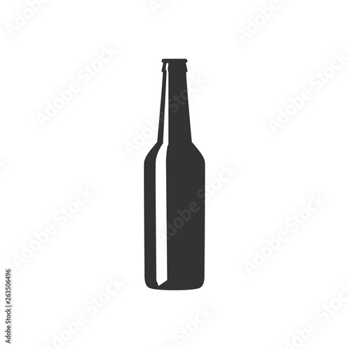 Beer bottle icon isolated. Flat design. Vector Illustration