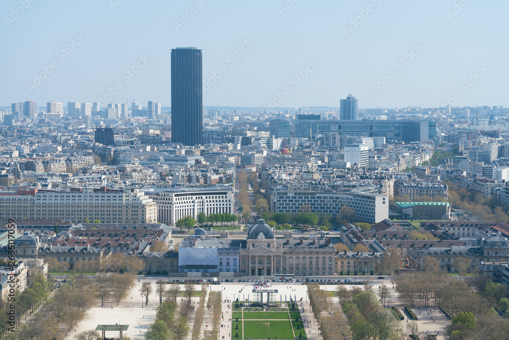 View of cityscape of Paris, France with major attractions of Paris