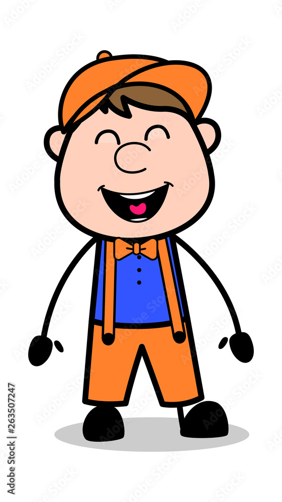 Laughing on Joke - Retro Cartoon Carpenter Worker Vector Illustration Laughing on Joke - Retro Cartoon Carpenter Worker Vector Illustration