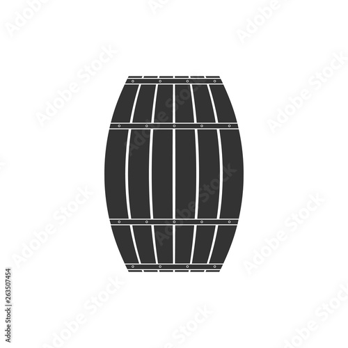 Wooden barrel icon isolated. Alcohol barrel, drink container, wooden keg for beer, whiskey, wine. Flat design. Vector Illustration
