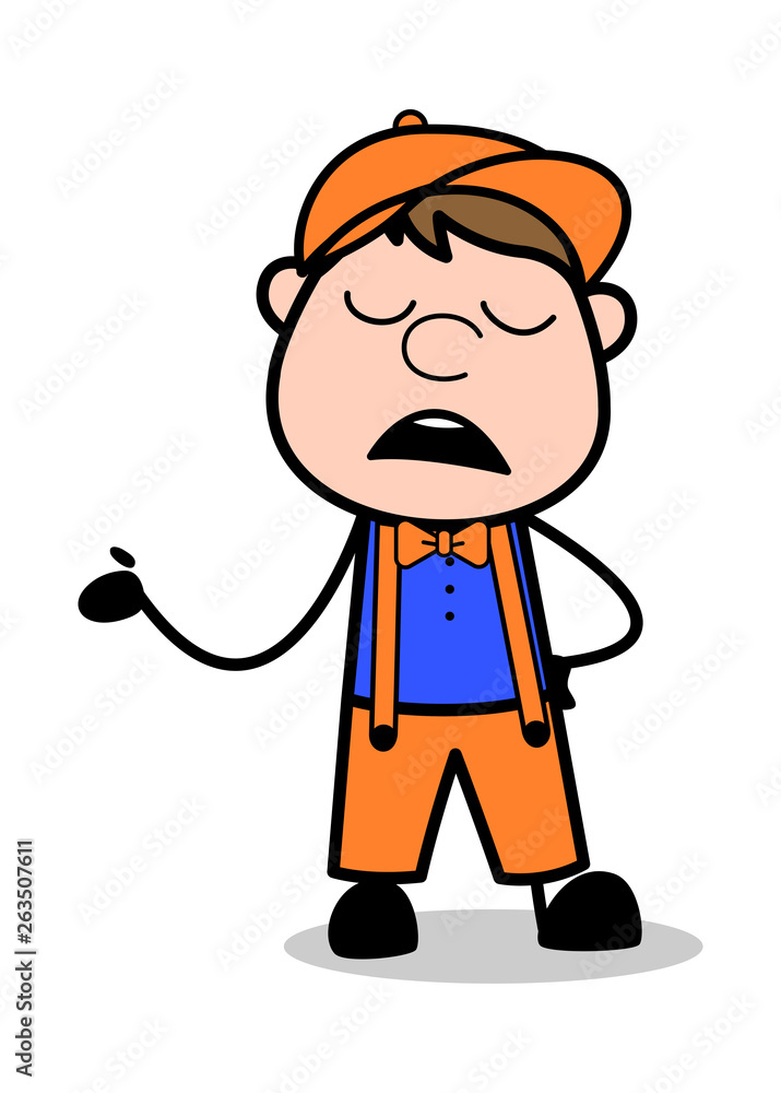 Obraz premium Ignorant - Retro Cartoon Carpenter Worker Vector Illustration﻿