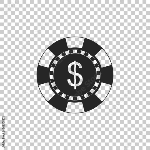 Casino chip and dollar symbol icon isolated on transparent background. Flat design. Vector Illustration