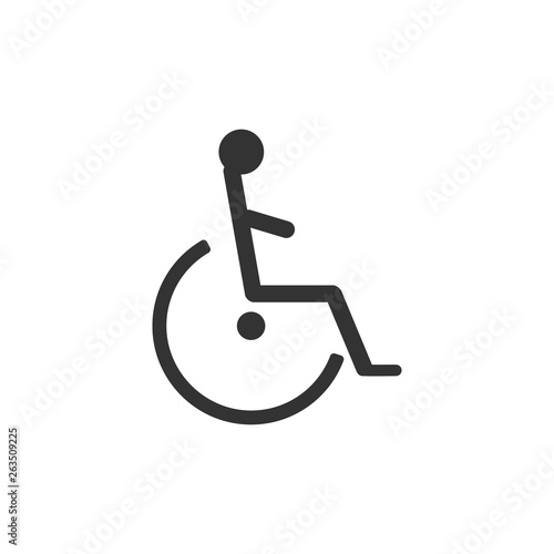 Disabled handicap icon isolated. Wheelchair handicap sign. Flat design. Vector Illustration