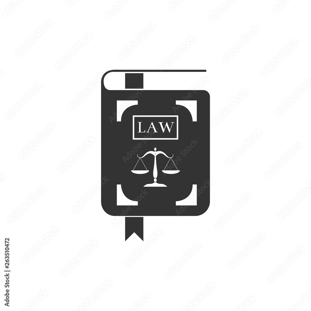 Law book statute book with scales of justice icon isolated. Flat design. Vector Illustration Law book statute book with scales of justice icon isolated. Flat design. Vector Illustration
