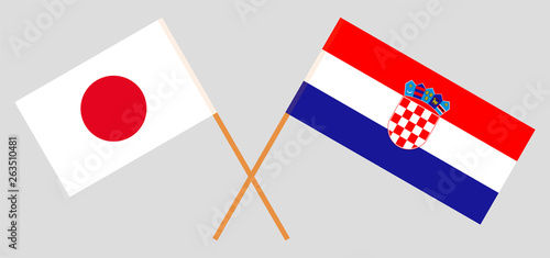 Croatia and Japan. The Croatian and Japanese flags. Official colors. Correct proportion. Vector