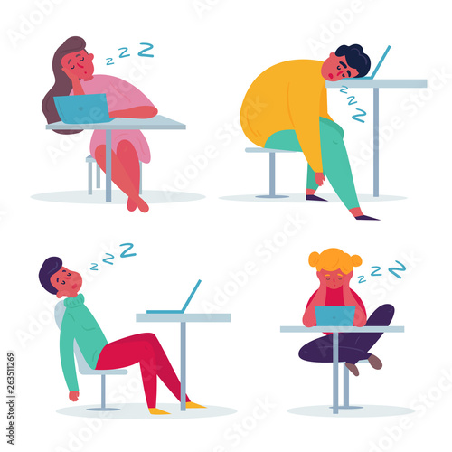 Tired employee sleeping in the office.
