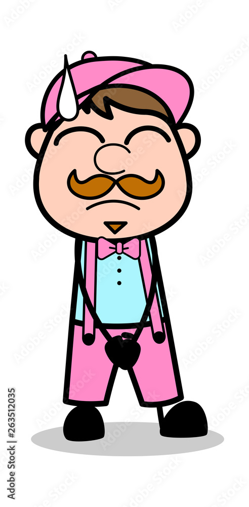 Stressed - Retro Delivery Man Vendor Vector Illustration Stressed - Retro Delivery Man Vendor Vector Illustration