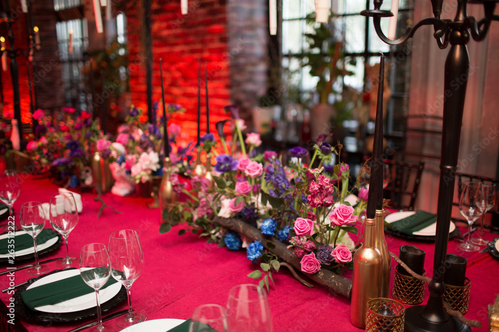 Red Wedding Reception Flowers