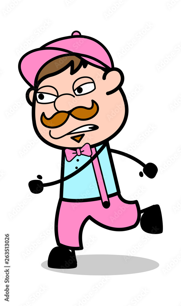 Running - Retro Delivery Man Vendor Vector Illustration Running - Retro Delivery Man Vendor Vector Illustration