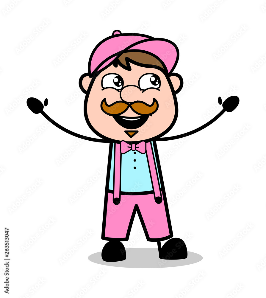 Laughing and Raising Hands - Retro Delivery Man Vendor Vector Illustration Laughing and Raising Hands - Retro Delivery Man Vendor Vector Illustration