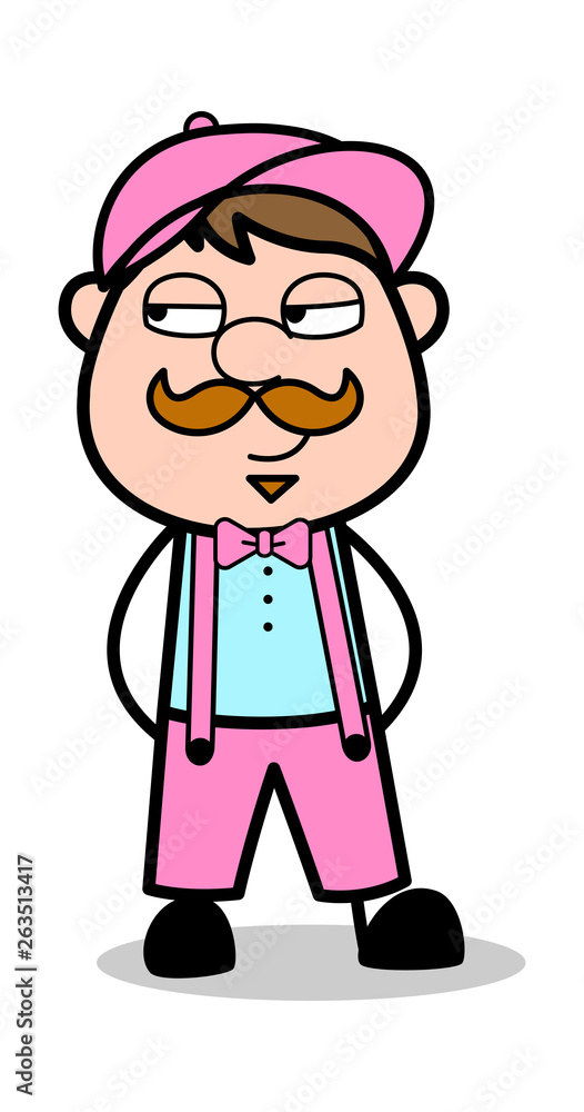 Rolling Eyes - Retro Delivery Man Vendor Vector Illustration Rolling Eyes - Retro Delivery Man Vendor Vector Illustration