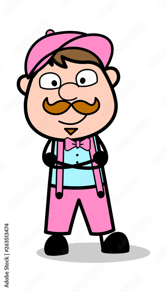 Smiling and Watching - Retro Delivery Man Vendor Vector Illustration Smiling and Watching - Retro Delivery Man Vendor Vector Illustration