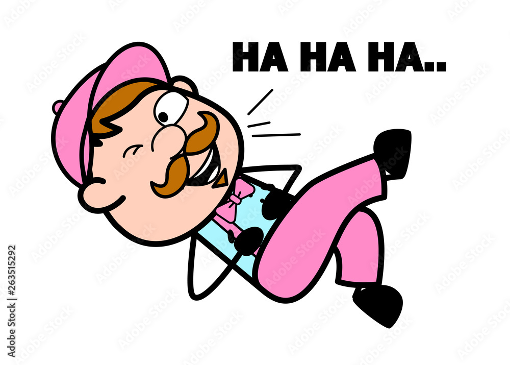 Giggle - Retro Delivery Man Vendor Vector Illustration Giggle - Retro Delivery Man Vendor Vector Illustration